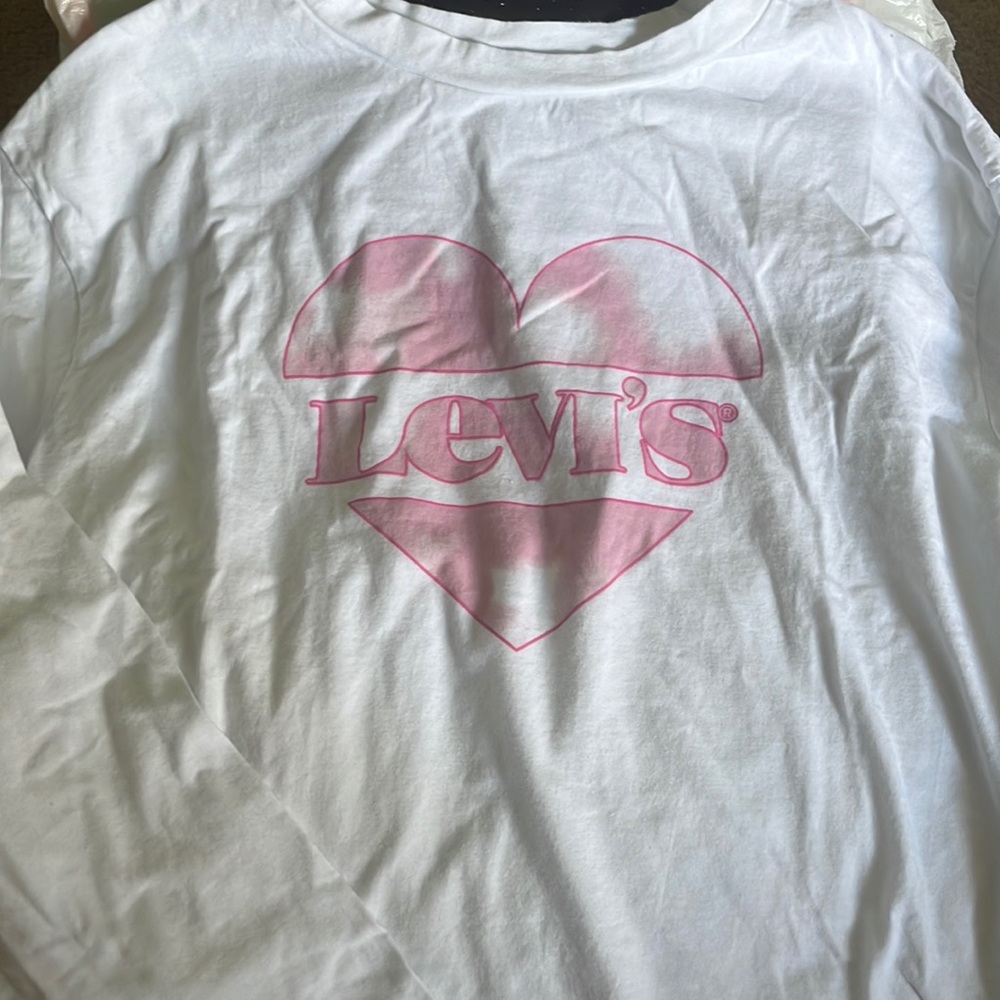 Levis Long Sleeve T shirt with pink heart
